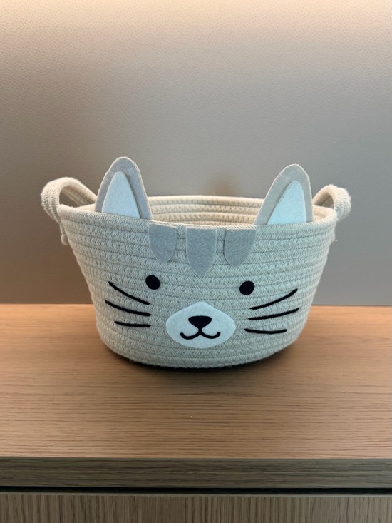 Other - Cute Cat Face Rope Storage Bin in Cream
